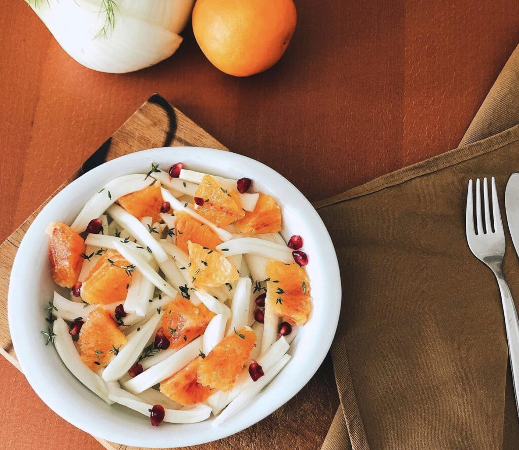 Insalata di finocchi, arance e melagrana