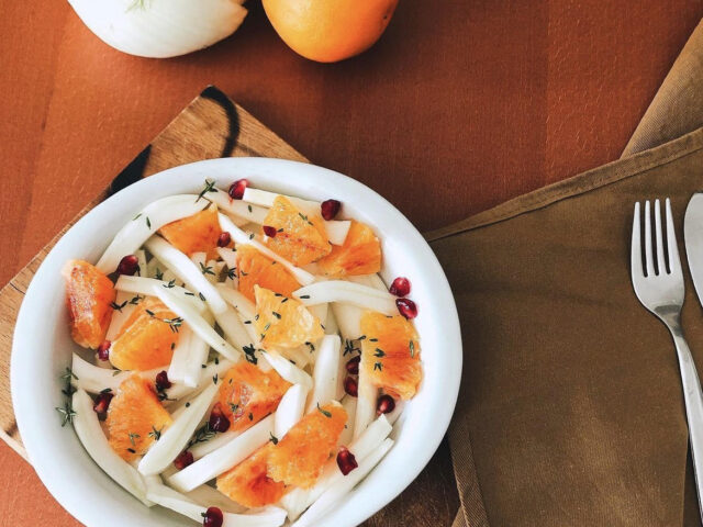 Insalata di finocchi, arance e melagrana